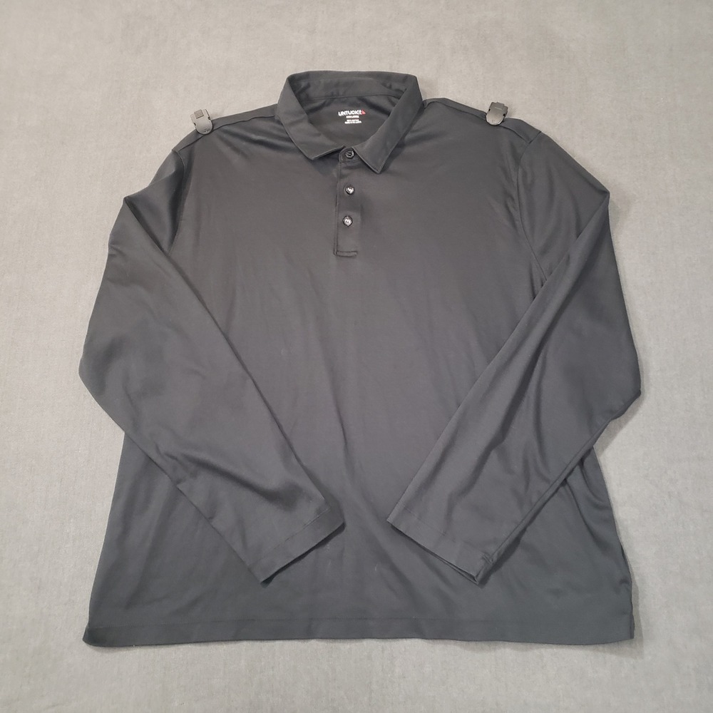 UNTUCKit Long Sleeve Polo Mens 3XL Black 100% Cotton Solid Casual Shirt